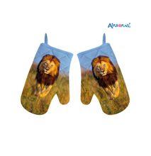 Airborne walking lion print mittens